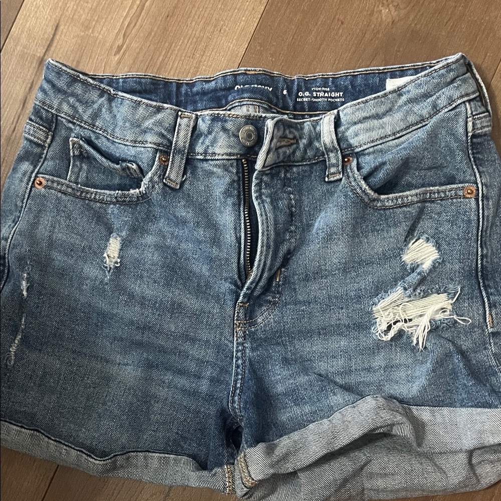 Old Navy Blue Distressed Jean Shorts